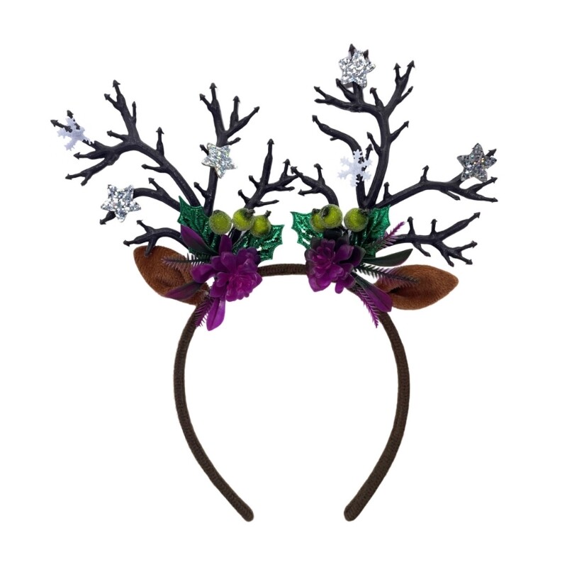 LED Christmas Deer Horn Headband Hair Hoop Elk Headband Light up Antler