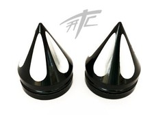 HAYABUSA BLACK CONTRAST CUT SPIKE BILLET FORK CAPS 2022-2024 SUZUKI HAYABUSA