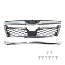 Silscvtt Front Bumper Upper Grille For Subaru Forester 2014-2018 Chrome Plastic