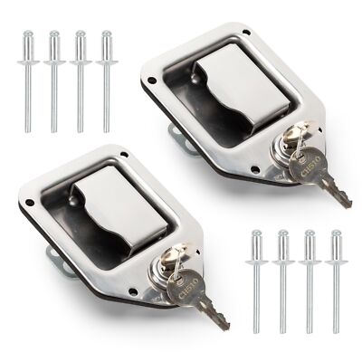 2 Pcs Stainless Steel Truck Tool Box Latch Paddle Lock Handle with Keys