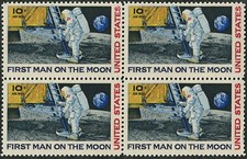 U.S  AIRMAIL #C076 4 STAMPS - FIRST MAN ON THE MOON ~ NEIL ARMSTRONG
