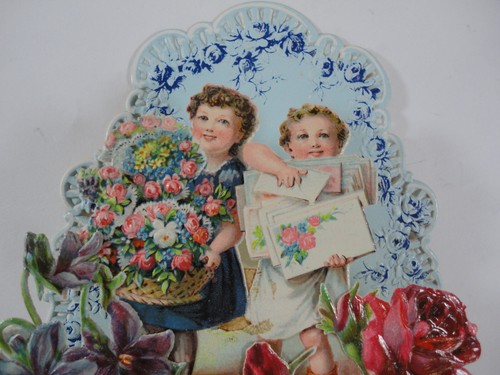 Vintage 3D Fold-out Valentine Card, Embossed & Glossy, Dove with Rose c1900s - 第 8/9 張圖片