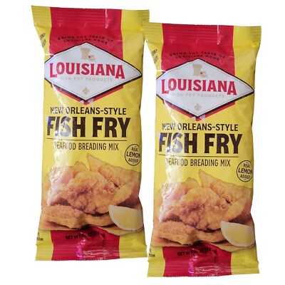 Louisiana New Orleans Style FISH FRY Breading Mix 10oz w Real Lemon (2 Pack )