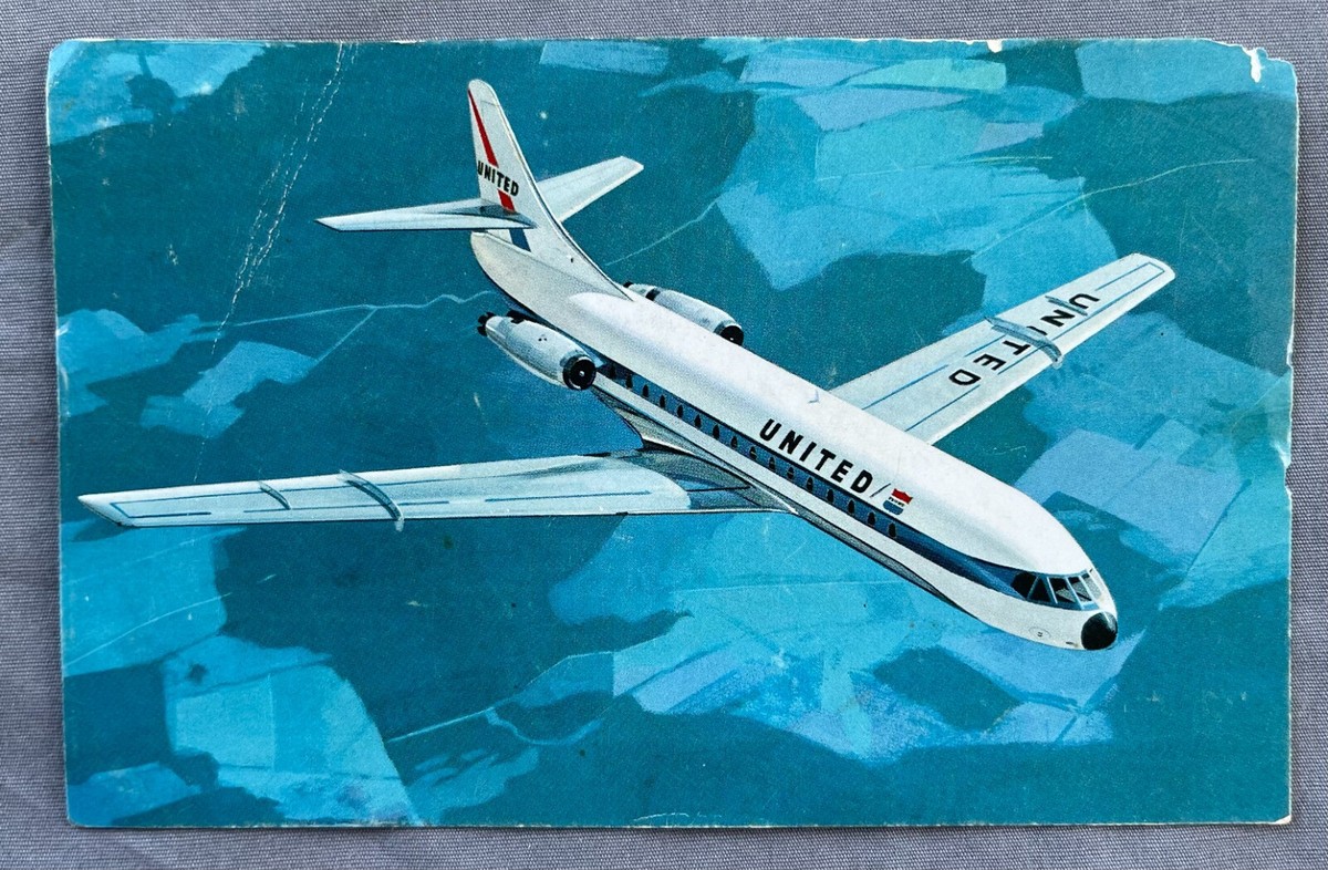 UNITED Airlines 1964 POSTCARD Caravelle | eBay