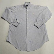 Ralph Lauren Button Down Shirt 16 35 Striped Blue White Long Sleeve