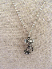 Walt Disney Productions Silver Tone Necklace  Mickey Mouse Pendant Or Charm