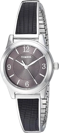 Reloj Timex para mujer TW2T67100 brazalete elástico 25 mm negro/plateado correa de expansión