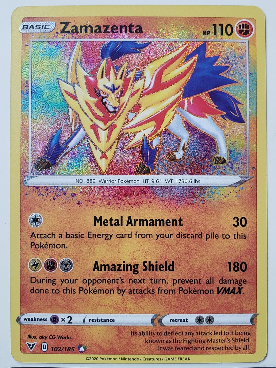 HOLO Zamazenta 102/185 - NM - AMAZING RARE - Vivid Voltage