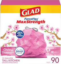 Forceflex Maxstrength Tall Kitchen Drawstring Trash Bags, 13 Gal, 90 Ct Pack...