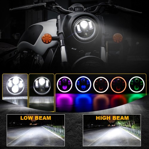 4pcs 5.75" 5-3/4" RGB LED Headlights Hi-Lo DRL for 1958-1979 Lincoln Continental - Picture 8 of 12
