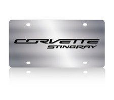 C7 Corvette Stingray Stainless Steel Mirror License Plate - Black Lettering C7 Corvette Stingray Stainless Steel Mirror License Plate - Black Lettering