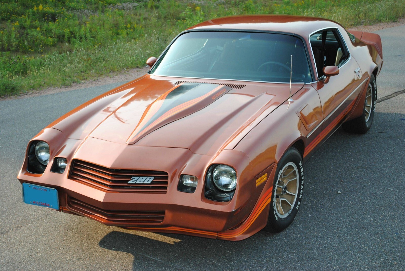 1981 Chevy Camaro Orange Black Stripe Vintage Car Poster 24x36 Inches