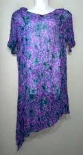 Lolette Size XL Purple Sheer Crinkle Asymmetrical Dress Fairy Artsy Ethereal