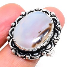 Montana Agate Gemstone Handmade Fashion 925 Sterling Silver Jewelry Ring 8" y040