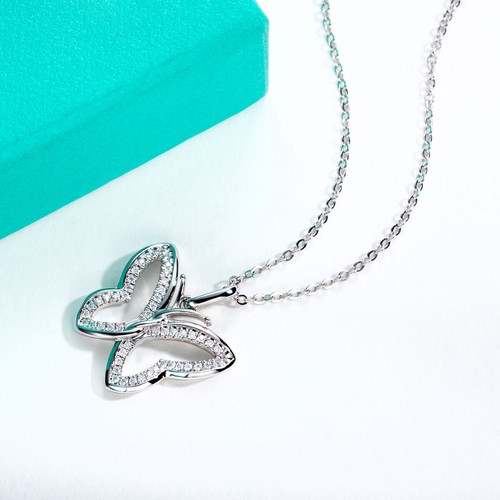 Moissanite Pendant Butterfly Necklace D Color VVS1 S925 Silver Gift for Women - 第 5/9 張圖片