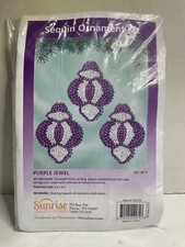 Herrschner's PURPLE JEWEL 510718 vintage beaded sequin ornament kit NOS 