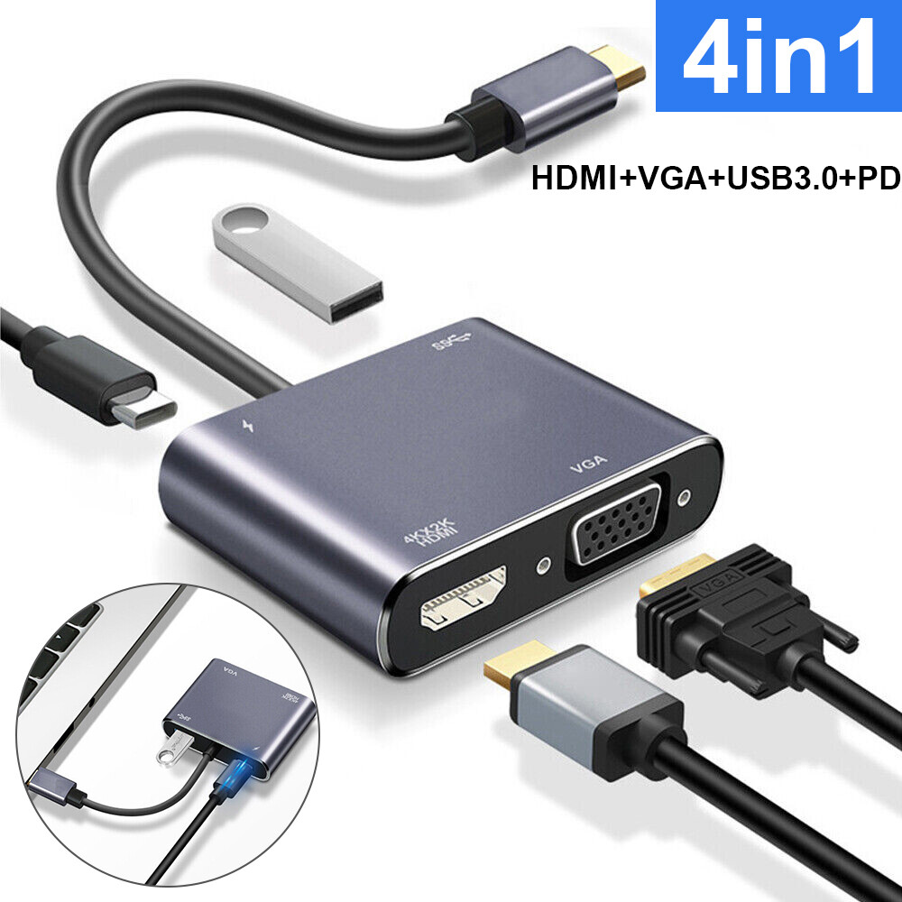 Hub USB-C Multiporta 7 In 1 - Adattatore Con HDMI 4K, USB 3.0, USB-C, Cavo 15cm, Nero