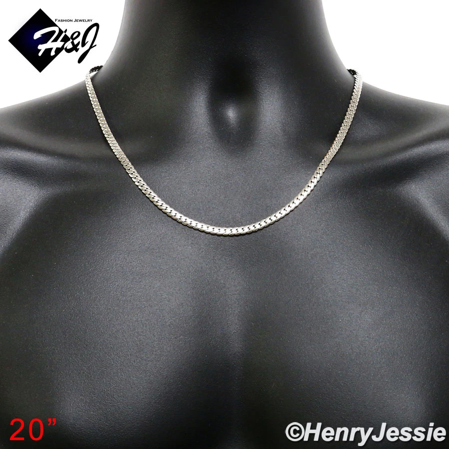 Collar de cadena cubana Miami de plata de 3/4/5/6/8 mm de acero inoxidable de 18-40" HOMBRE*155 Foto 4 de 4