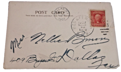 #ad MARCH 1907 FRISCO MONETT amp; FORT WORTH TRAIN #9 RPO HANDLED POST CARD $30.00