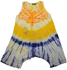 PAGODA Women Free Size Tie Dye Rayon Embroidered Sleeveless BOHO Midi Dress‎