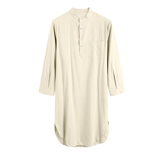 Hombres Camisón 100% Algodón Pijama Ropa de dormir Caftán Vestido Túnica Reino Unido - Imagen 13 de 31