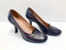 Franco Sarto Croc Leather Deep Purple High Heel Shoes 9M