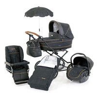 Babystyle Prestige Luxury Pram Travel System - Black Night/chrome Chassis Babystyle Prestige Luxury Pram Travel System - Black Night/chrome Chassis