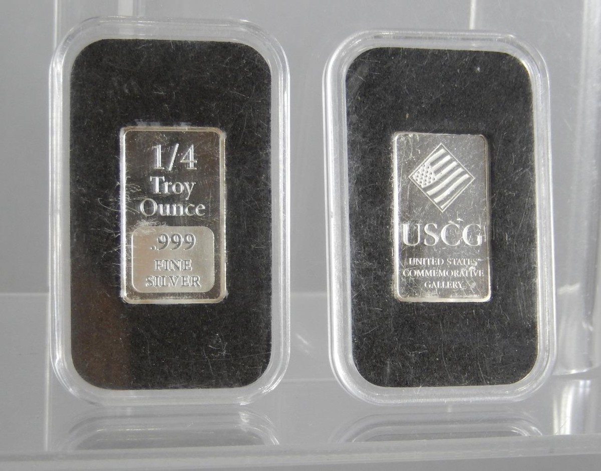 USCG 1/4 Troy Oz Ounce .999 Fine Silver Bar Lot of 2 CB746 USCG 1/4 Troy Oz Ounce .999 Fine Silver Bar Lot of 2 CB746
