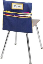 Chairback Buddy Pockets Chart with 2 Heavy Duty Storage Pocket,School Yellow