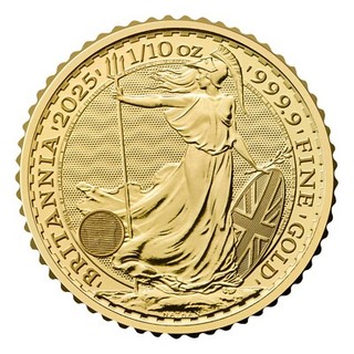 Britannia 999.9 Fine Gold 1/10 Ounce Royal Mint 2025 Charles Bullion Coin