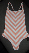Faith Swimsuit Zig-Zag Stripe Non-Wired Non-Padded 16 Lt Pink Peach Mix BNWT