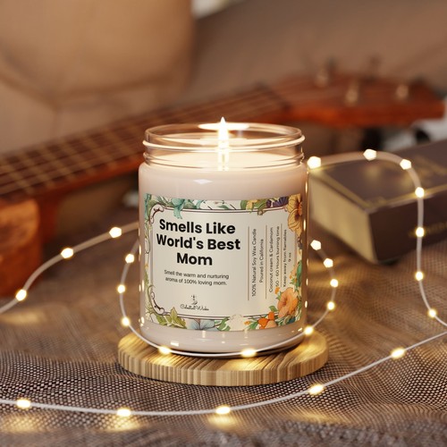 Smells Like World's Best Mom, Best Mama Gift, Natural Scented Soy Candle 9 oz - Picture 10 of 18