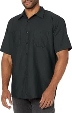 Red Kap Men's Industrial Work Shirt, Regular Fit, Short Sleeve, Charcoal