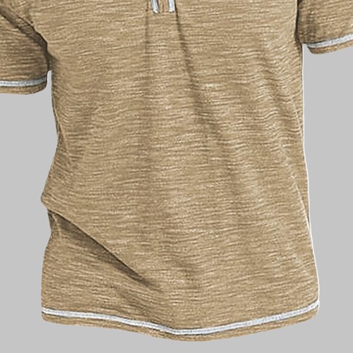 Mens V Neck Henley T Shirt Tops Grandad Summer Short Sleeve Casual Loose Blouse - Picture 7 of 18