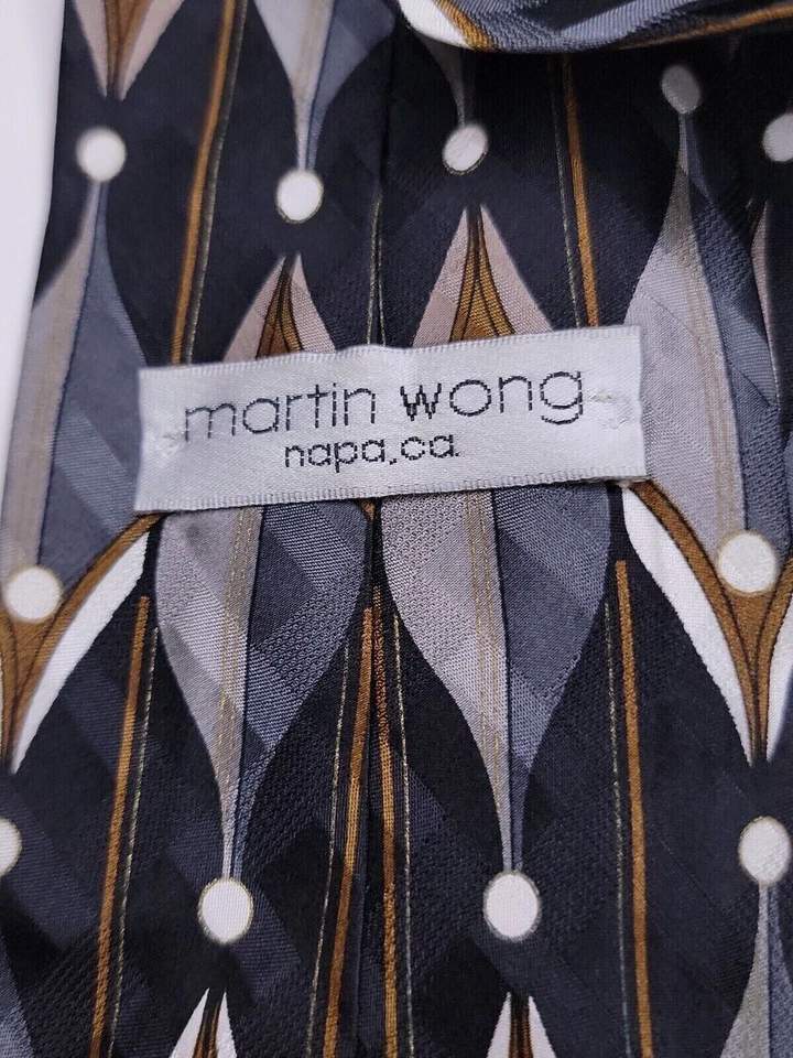 Corbata formal Martin Wong para hombre 58"Lx3,75"W gris/negro Foto 3 de 4
