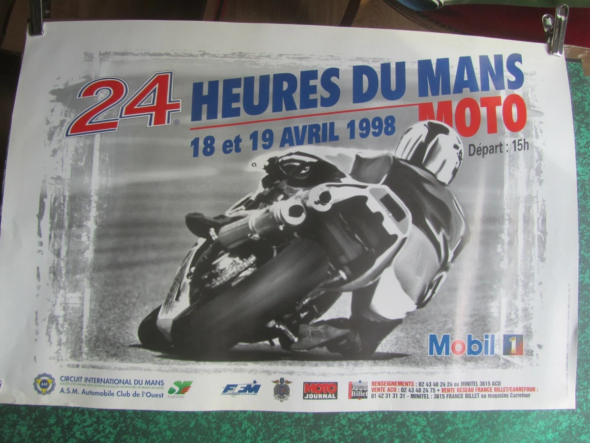 Affiche Originale 24 Heures Du Mans 1989 – Poster ACO Moto, état Occasion