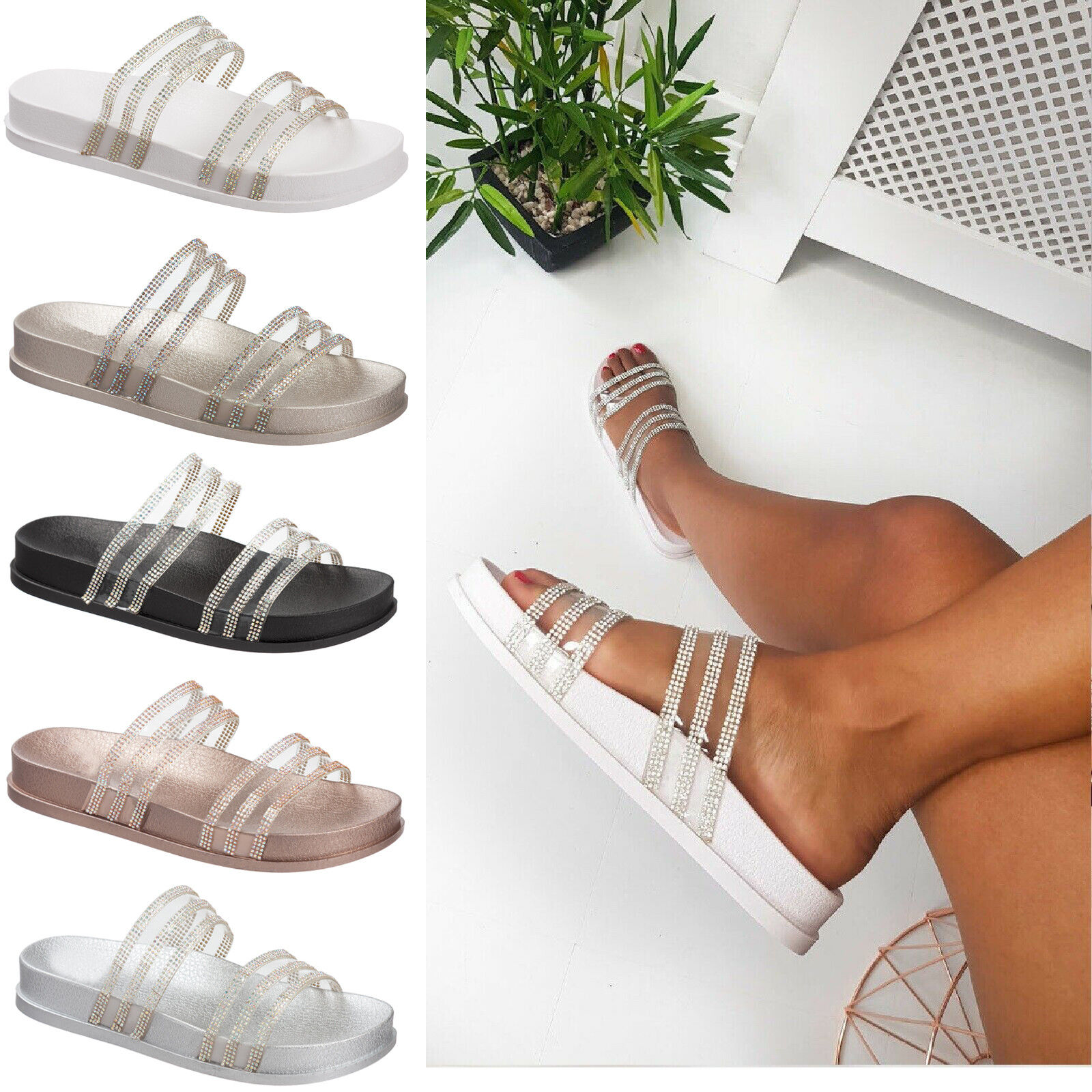 Ladies Slip On Sandals Size 3 to 9 UK - BEACH HOME u0026 LEISURE SLIP ON SLIDERS  | eBay