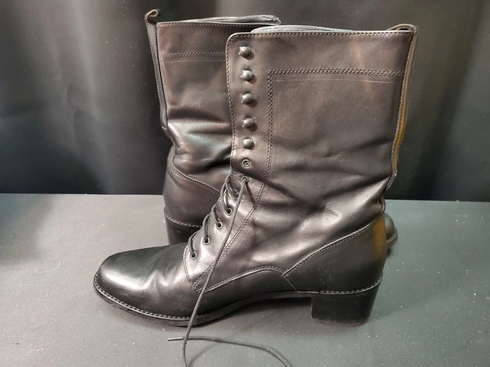 Никели черный кожаный ботинок Shootie сделано в Италии блок каблуки женщин США 9 - Изображение 4 из 4