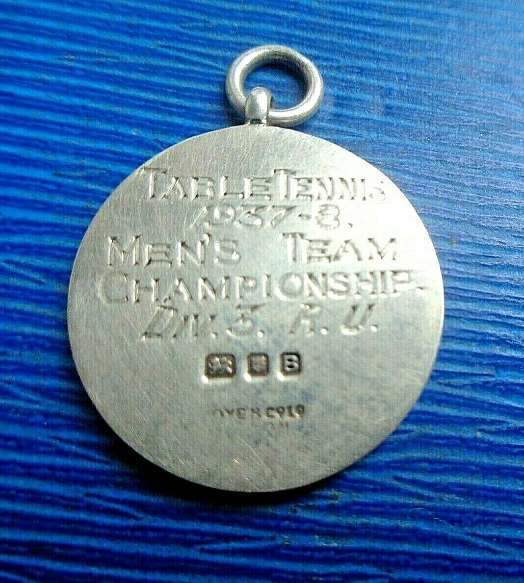 Vintage Stg Silver & Enamel Medal h/m 1937 Table Tennis - London Business Houses thumbnail 2