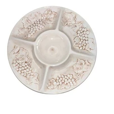 Harry & Dave 14 in Ceramic Party Dip Serving Tray grapevine design, Portugal￼