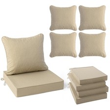 Set of 4 Outdoor Chair Cushions, Faux Linen Patio Furniture Cushions 24" x 24"