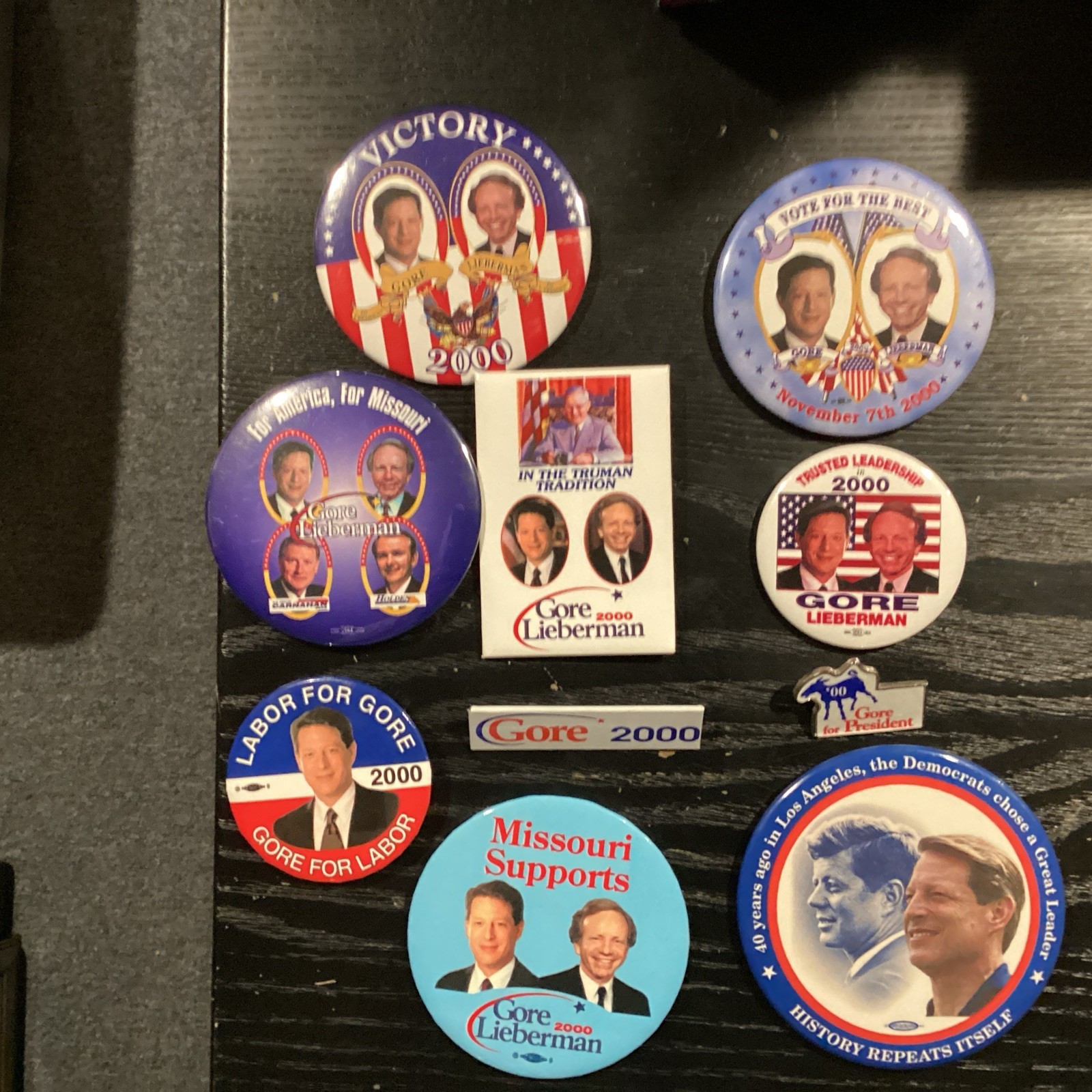 Al Gore Joe Lieberman 2000 Campaign Button Pin Lot Of 10 Political Memorabilia