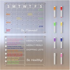 Chic Magnetic Acrylic Dry Erase Board Calendar - 15"x11" Kitchen Planner