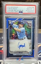 2024 Bowman - #CRA-CME Curtis Mead (RC) Blue Refractor Autograph 18/150 PSA 10