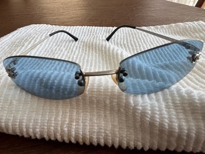 Authentic Vintage Blue Chanel Rimless Sunglasses. RARE!! Excellent