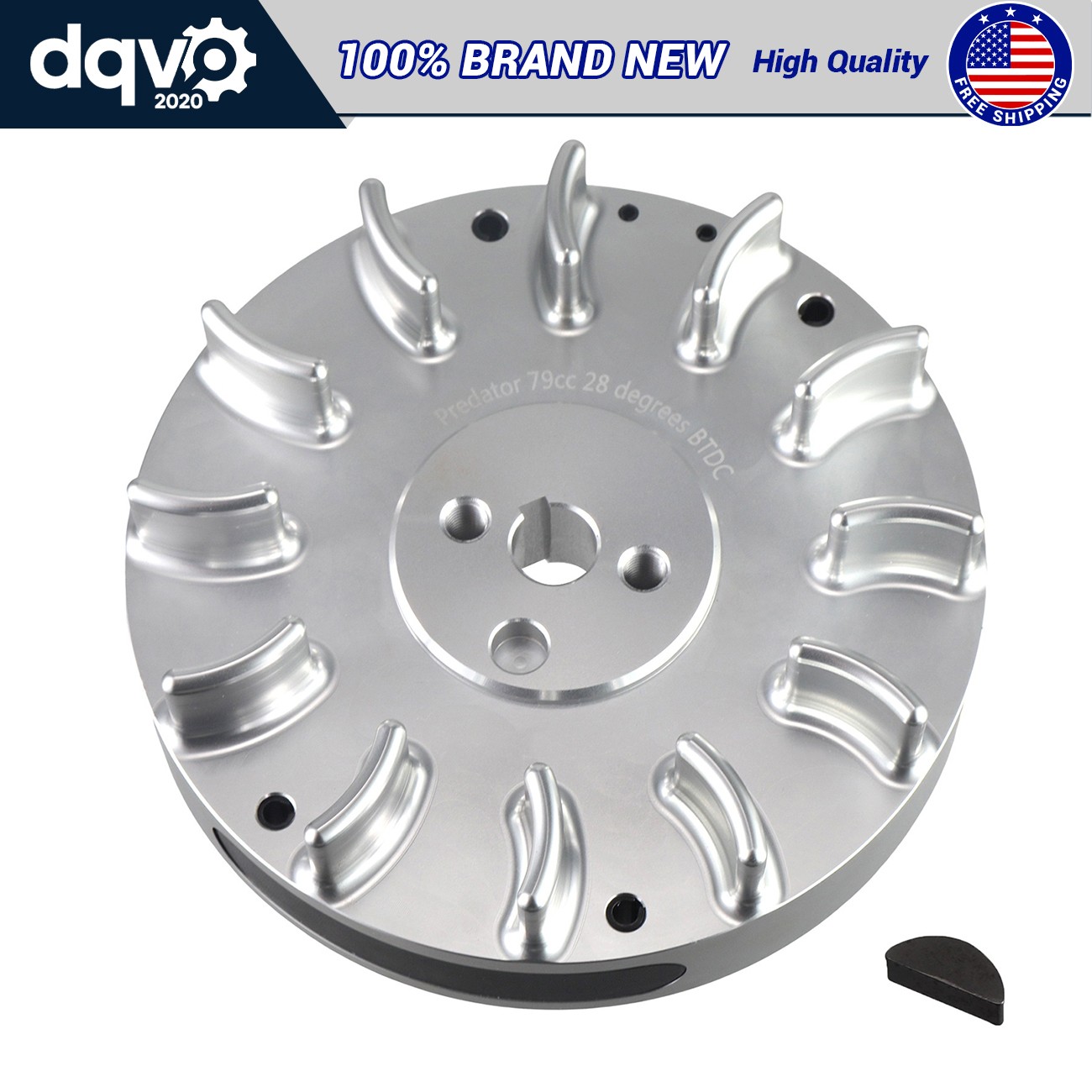 Silver Billet Flywheel Aluminum 28 Degree For Predator 79cc Go Kart Mini Bike