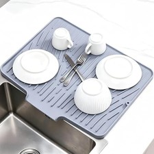 Silicone Dish Drying Mat for Kitchen Counter Sink,16"x13" Rubber 16" x 13" Gray