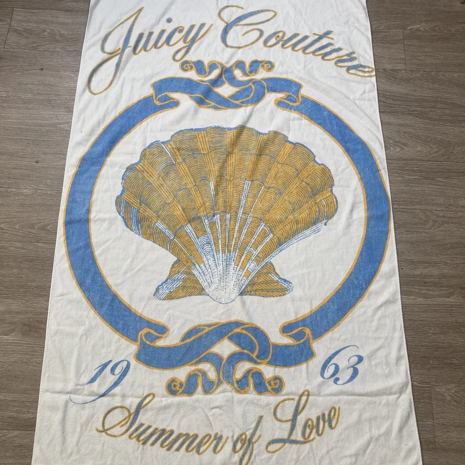 Juicy Couture Towel 90s 00s Summer Of Love Streetwear Shell Beach Pool Towel - Image 3 of 4