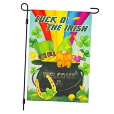 Luck O' The Irish Welcome Garden Flag Double Sided 12 18 Inch,Pot of Gold