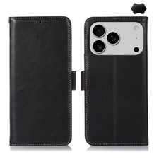 Crazy Horse Top Layer Cowhide Leather Phone Case, For iPhone 17 Pro Max, For iPh